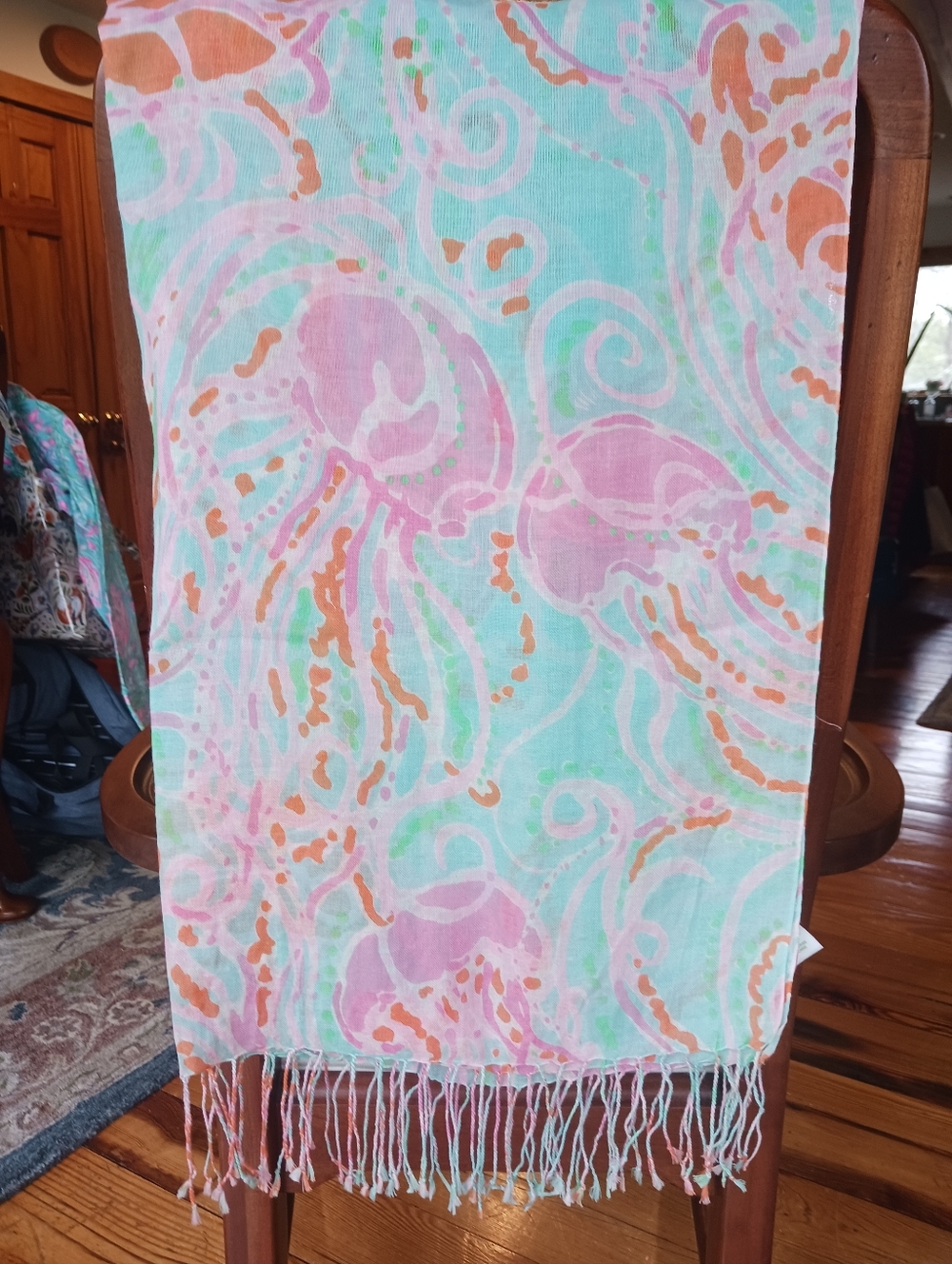 Lilly Pulitzer Murfee Scarf "Jellies Be Jammin'" Silk/cashmere HTF Beautiful!
